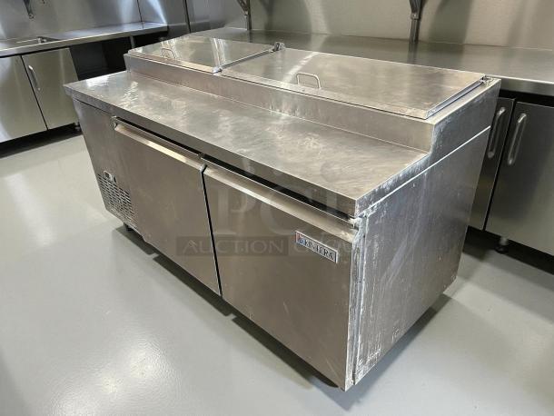 Kintera KRR70X two-door pizza prep refrigerator in great condition, 115V, fully tested and working, with visible brand logo.