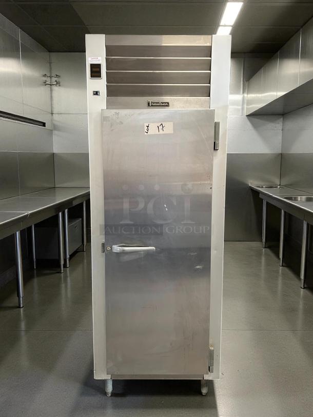 Traulsen G10010 30" solid door reach-in refrigerator, right-hinged door, silver finish, tested and working, slight surface wear.