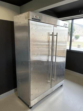 Stainless steel 2-door refrigerator, model XDR640-F1A, in excellent condition with visible control panel.