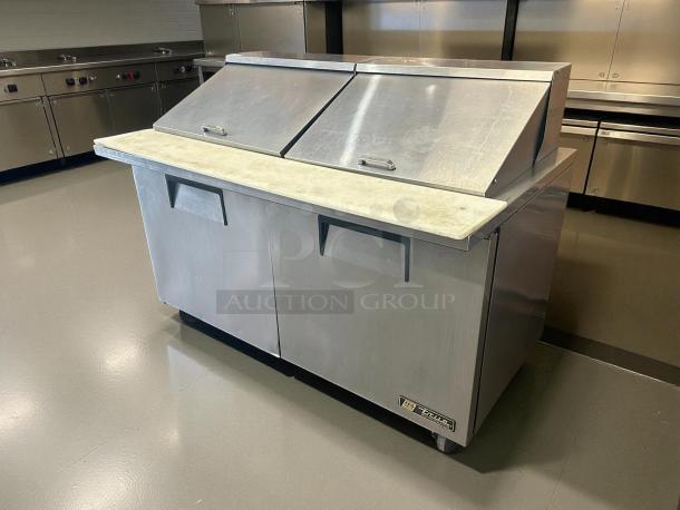 True TSSU-60-24M-B-ST-HC Mega Top Sandwich Prep Table, excellent condition, dual doors, tested, and working.