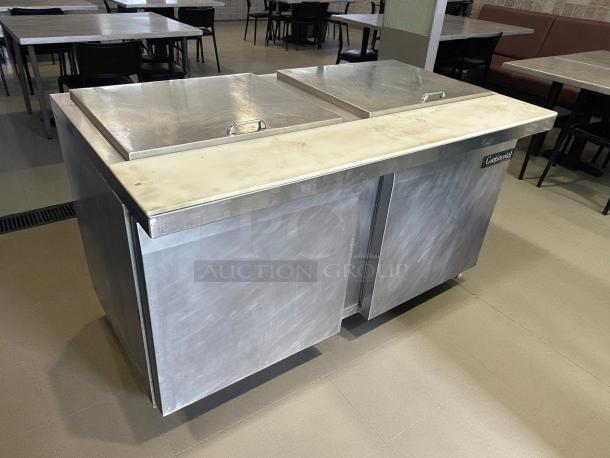 Continental SW60N24M 60" 2-door mega top refrigerated sandwich prep table in excellent condition, tested and working.