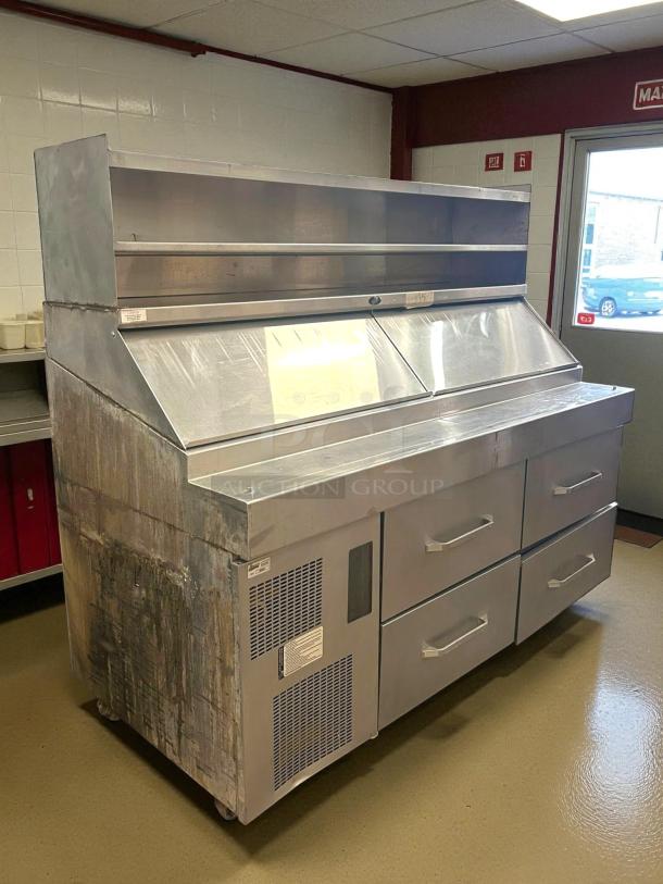 Randell 8272D-290 72" dual-sided pizza prep table with refrigerated base, tested and working, minor exterior wear.