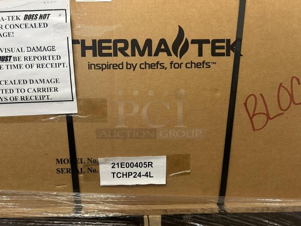 Therma-Tek TCHP24-4-LP 24" LP gas hot plate, new in box, model label visible, tested and working condition.