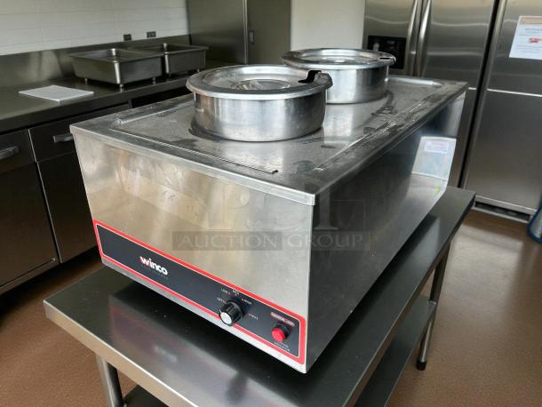 Winco FW-S500 countertop food warmer, excellent condition, with one full-size pan well, 120v, tested and working.