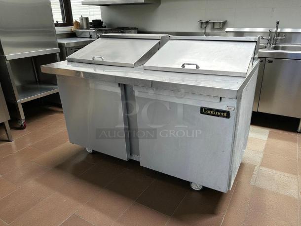 Continental SW60N24M 60" 2-door refrigerated sandwich prep table, stainless steel, tested and working, visible brand logo.
