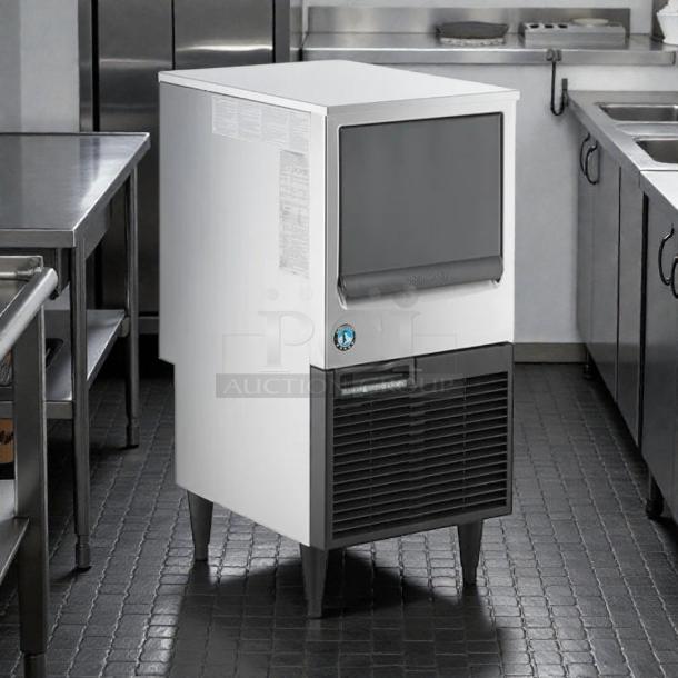 Hoshizaki KM-81BAJ undercounter ice machine, 17.75", crescent cubes, 38 lb. bin, air-cooled, 86 lb. capacity, tested working.