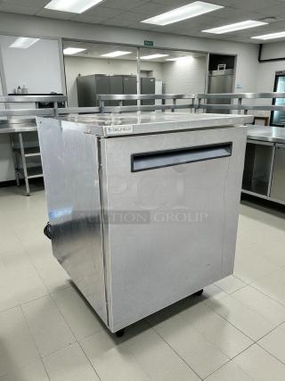 Delfield 4427NP undercounter refrigerator, stainless steel, 27"W, single door, good condition, tested working.
