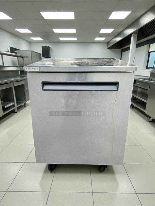 Delfield 4427NP 27"W Undercounter Refrigerator, stainless steel, great condition, single section and door, 115v, tested.