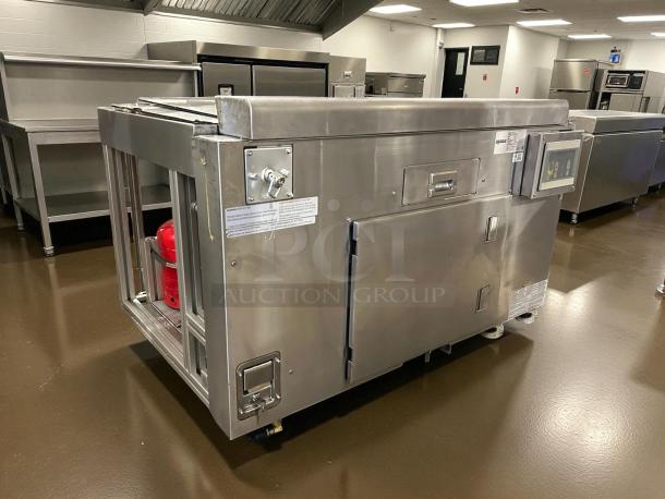 Apace UM1EGA electric grill griddle, stainless steel, excellent condition, recirculating system, 208V 3-phase, fully tested.