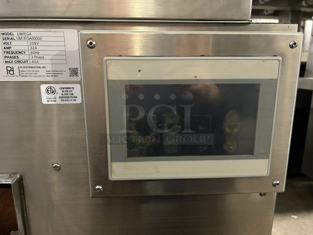 Apace UM1EGA electric grill griddle, excellent condition, 208V, 3 phase. Visible labels: model, voltage, certification.