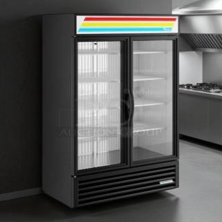 True GDM-49-HC~TSL01 black refrigerated glass door merchandiser, 54 1/4", tested, working, great condition.