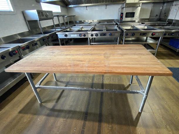 John Boos HNS19 work table, 84"x36", 1-3/4" laminated flat top, in great condition, sturdy metal frame.