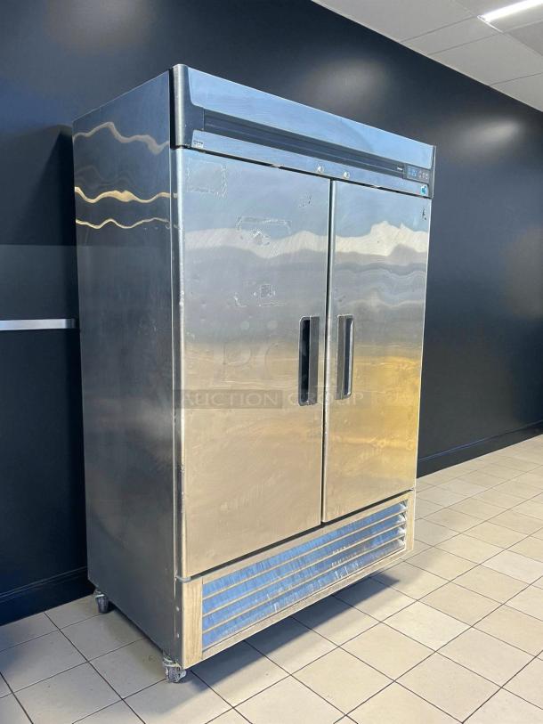 Superior R49-S 2-Door Refrigerator, stainless steel, excellent condition, tested and working, visible front vents and handles.
