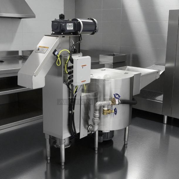 Hobart WPR1260 60" waste pulper with motorized drain valve in stainless steel. Tested, working condition, ideal for commercial use.