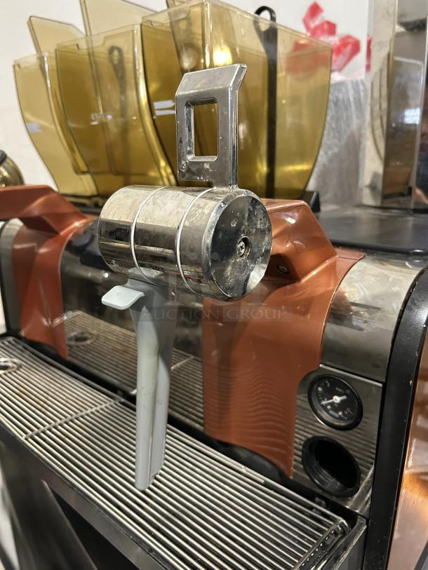 Thermoplan Mastrena II 2 Espresso Machine, tested and working. Features pump, 208-240V voltage, visible dials and dispensers.