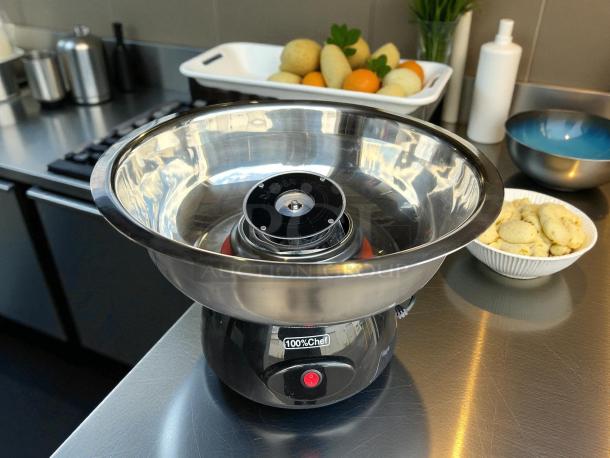 Brand new Snack Cotton MiniPro 600 cotton candy machine, 115v, tested and working. Stainless steel bowl, 100%Chef label.