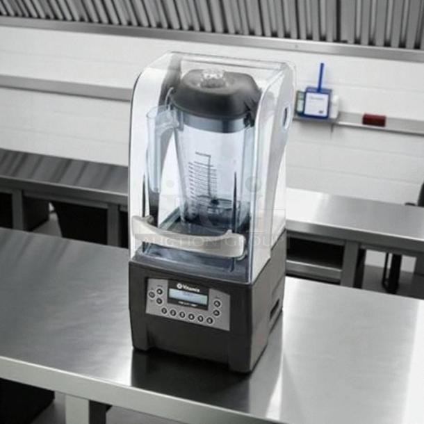 Vitamix VM0145 Quiet One 48oz blender in great condition, on counter, tested and working, 3 HP, clear cover and display panel.