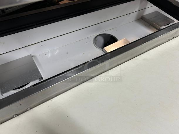 True TPP-93 93" 3-door refrigerated pizza prep table with overshelf, stainless steel, tested and working.