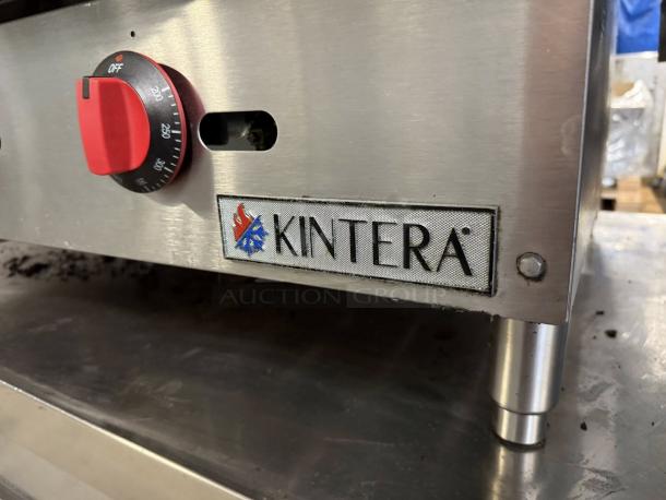 Kintera countertop gas griddle, 36"W, with thermostatic control and 3 burners. Tested, working, great condition.