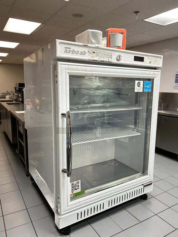 Turbo Air TSU-4RW-N6 vaccine refrigerator, countertop model, tested and working, Energy Star certified, with clear shelving.