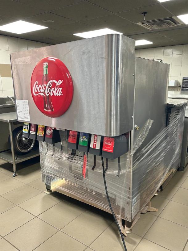 Lancer IBD30N 30" wide countertop beverage dispenser, tested and working, with multiple soda valves and Coca-Cola branding.