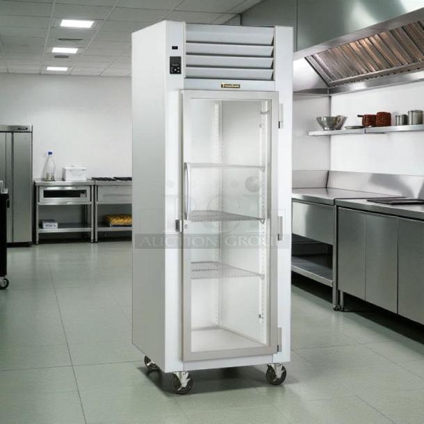 Traulsen G11010 refrigerator, excellent condition, 29 7/8" width, right-hinge glass door, tested and working, 115v.