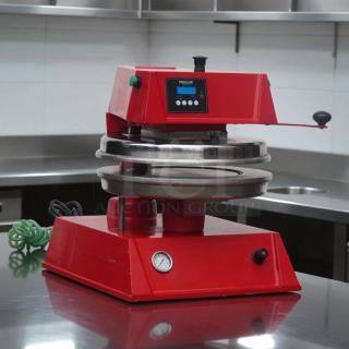 PROLUX DP2300 12" semi-automatic pizza press, red, tested, working. Features temperature gauge and digital controls.