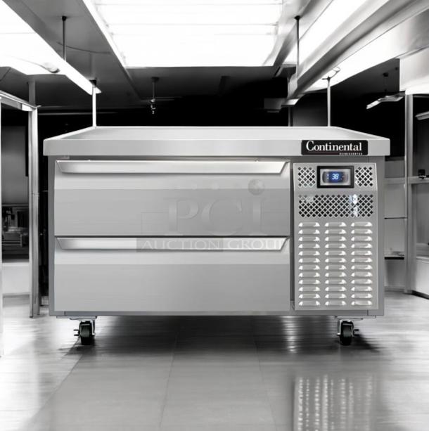Pristine Continental Refrigerator refrigerated chef base with two drawers, digital temperature display, tested and fully functional.