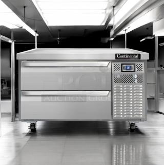 Pristine Continental Refrigerator refrigerated chef base with two drawers, digital temperature display, tested and fully functional.