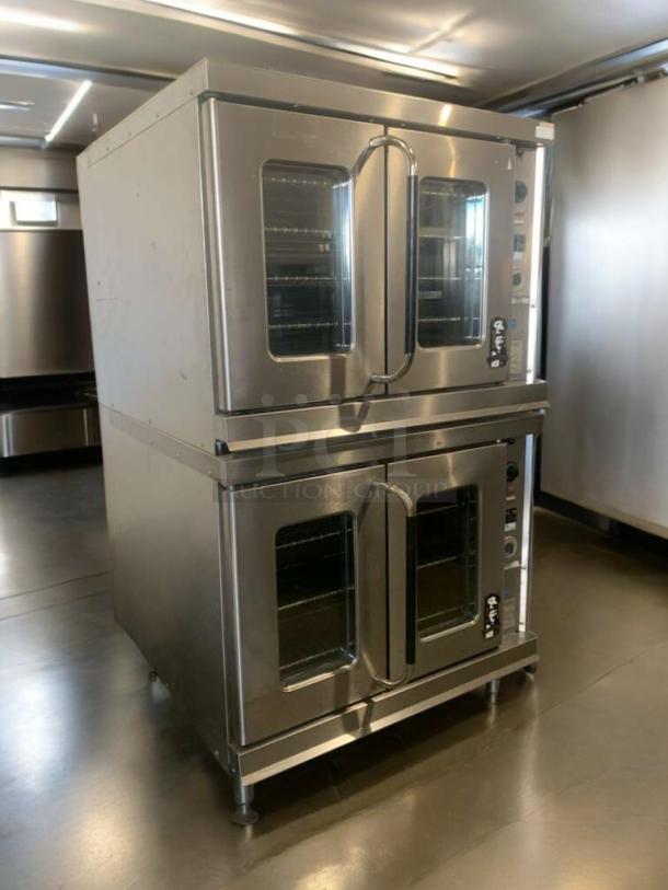 Prime condition Montague EK-15A double-stack electric convection ovens, stainless steel, fully tested and working.