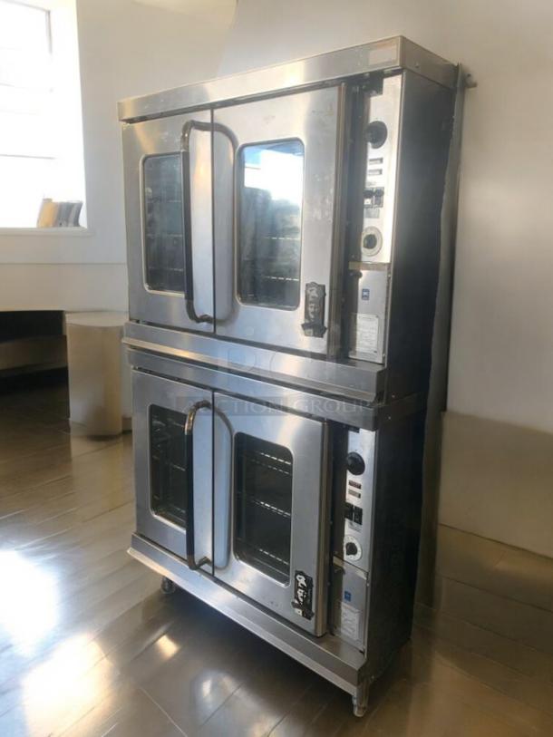 Prime Condition Montague EK-15A double-stack electric convection ovens; fully tested, stainless steel, Hayward, CA, USA.