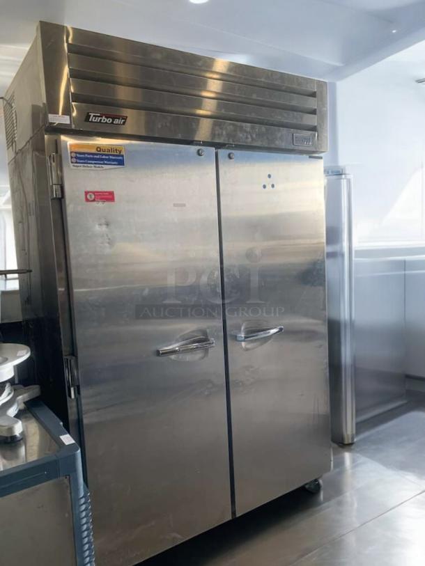 Turbo Air PRO-50F commercial freezer, stainless steel, dual doors, 115V, quality tested, excellent condition.