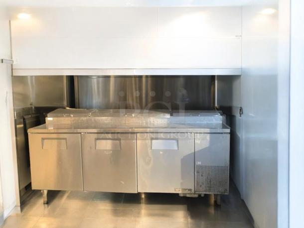 True TPP-93 Mega-Top Refrigerated Prep Table, prime condition, stainless steel, fully tested, True Manufacturing.