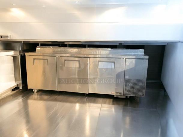 True TPP-93 Mega-Top Refrigerated Prep Table in prime condition. Stainless steel finish, fully tested and working.