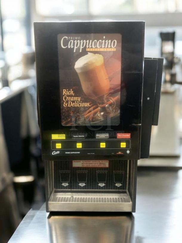 Pristine Curtis PC-4D-10-80 Cappuccino Machine, 120V, fully tested, like-new condition. Features multiple flavor buttons.