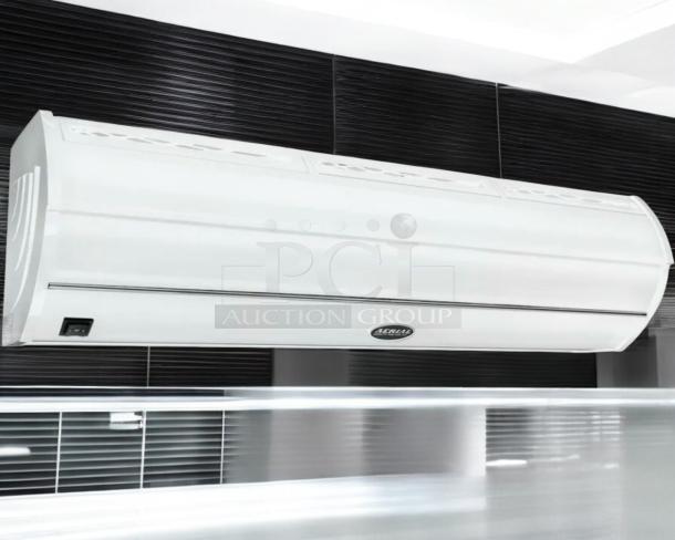 Aerial Commercial Air Curtain in immaculate condition, 120V/208-230V, fully tested and working, with visible Aerial logo.
