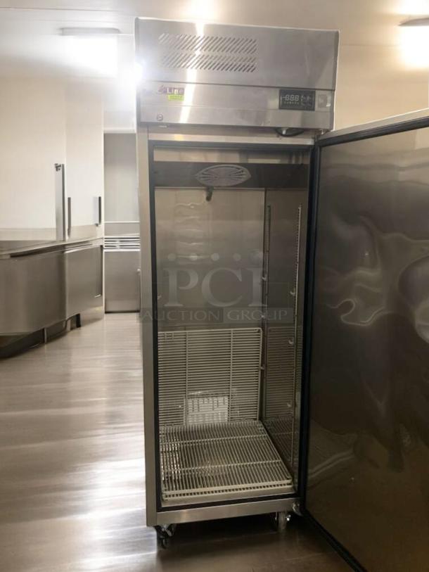 Turbo Air EF24-1-N-V single door reach-in freezer, commercial grade, stainless steel, pristine condition, 115V, fully tested.