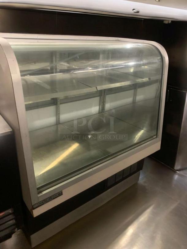 Schmidt curved glass refrigerated display case, impressive condition, 115V, suitable for bakery/deli, fully tested and working.
