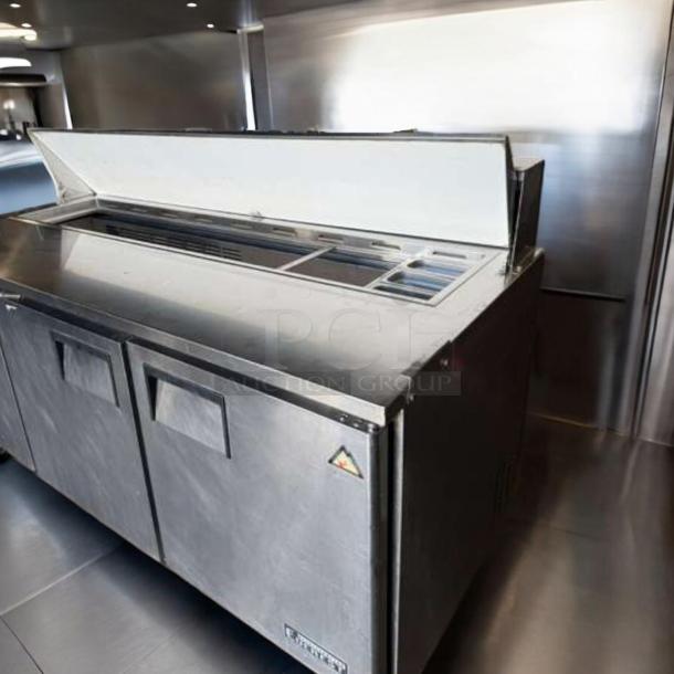 Continental Refrigerator sandwich prep table, stainless steel, excellent condition, open top, dual doors, fully tested.