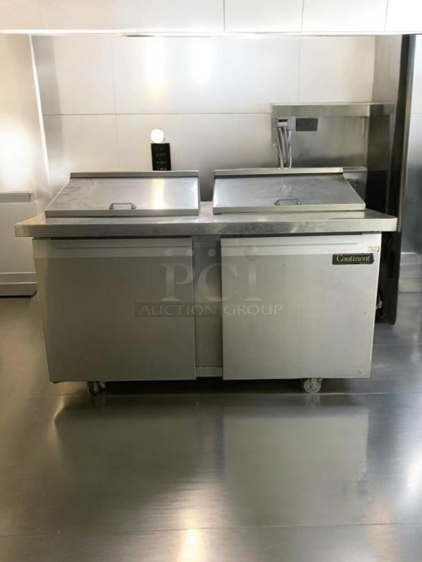 Continental Refrigerator Dual Cold Rail Prep Unit, 115V, commercial grade, stainless steel, excellent condition, tested and working.