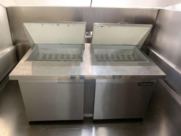 Continental Dual Cold Rail Prep Unit, commercial grade, stainless steel, remarkable condition, 115V, fully tested.