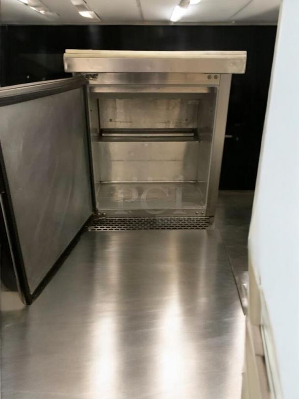 Continental Refrigerator SW27N-U-DW1 undercounter cooler, single door, 115V, superb condition, stainless steel interior.