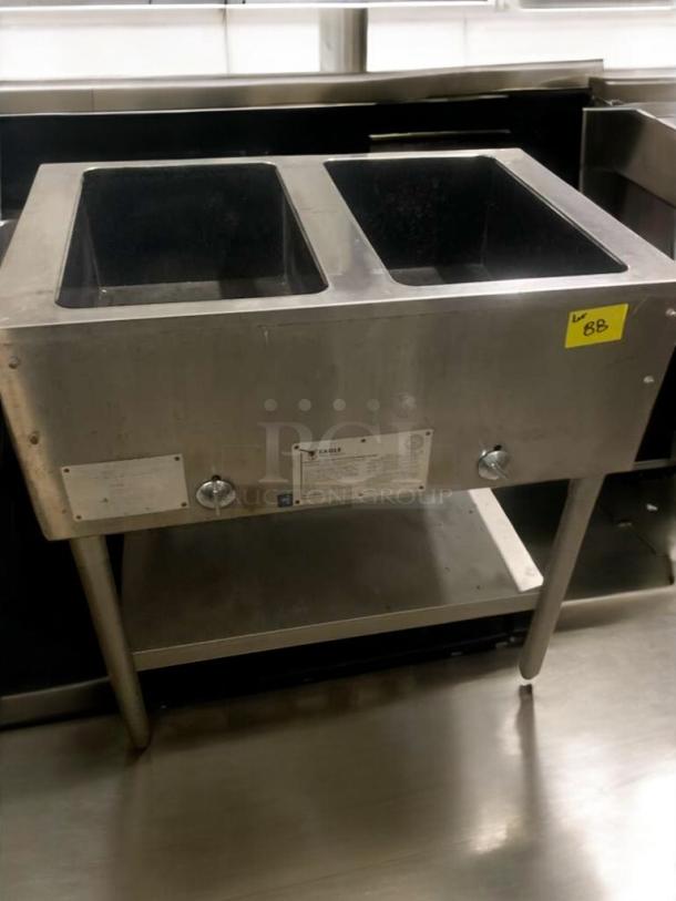 Eagle Metal Masters double well gas hot food table, waterless design, in excellent condition, fully tested and operational.