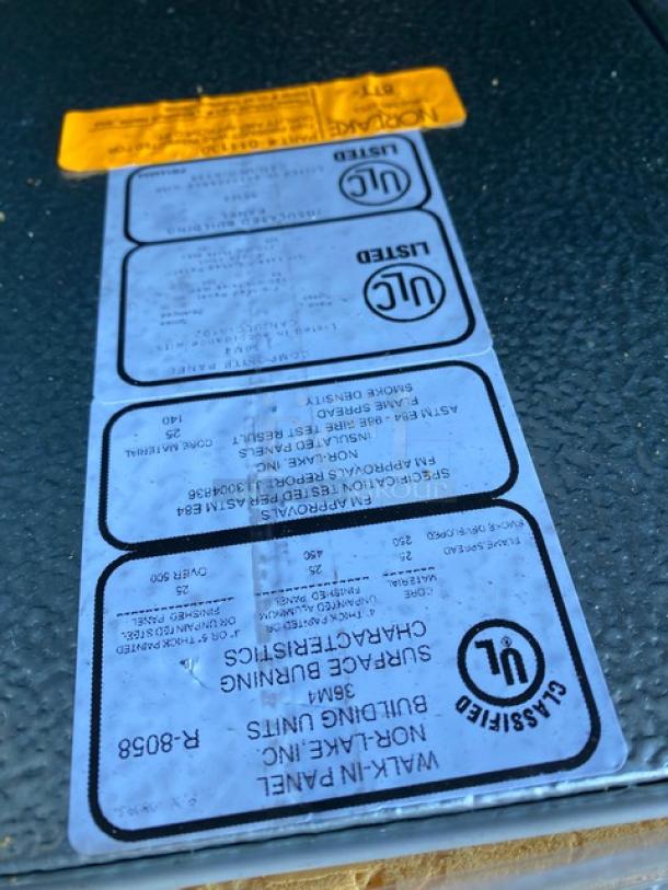 Norlake walk-in cooler label showing UL certifications for model CPB075DC-A, serial 11081455, 208/230V, 1-phase.