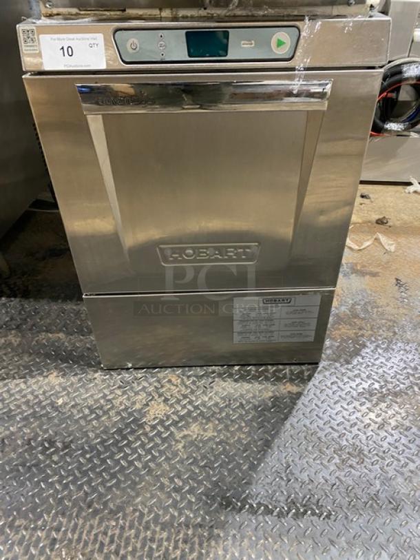 Hobart Advansys LXe Series undercounter dishwasher, stainless steel, model LXER, new condition, with full-size cup rack.