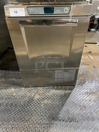 Hobart Advansys LXe Series undercounter dishwasher, stainless steel, model LXER, new condition, with full-size cup rack.