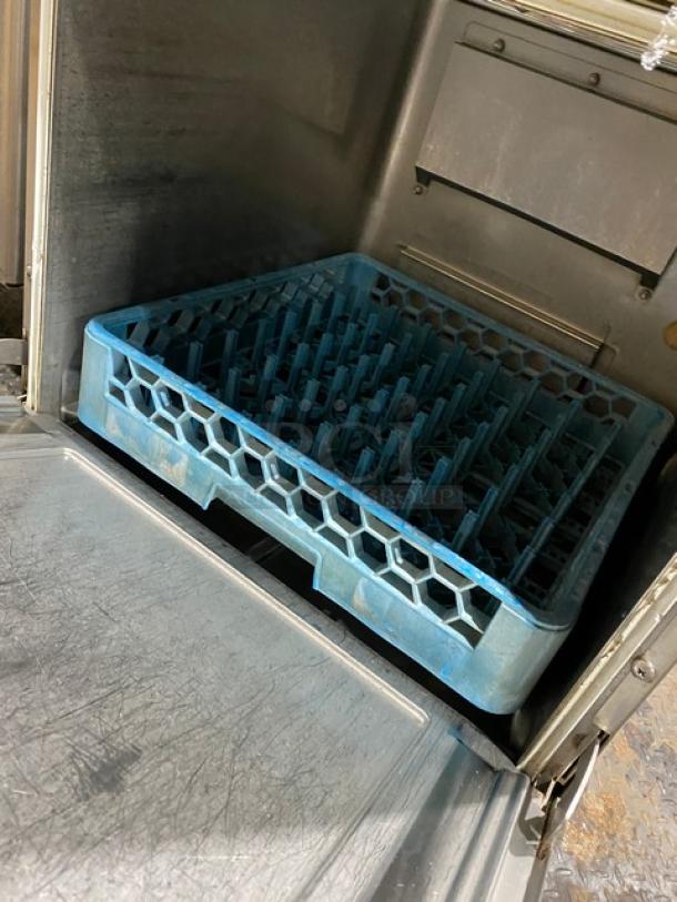 Hobart Advansys LXe undercounter dishwasher, stainless steel, electric, model LXER, with full-size cup rack, new condition.