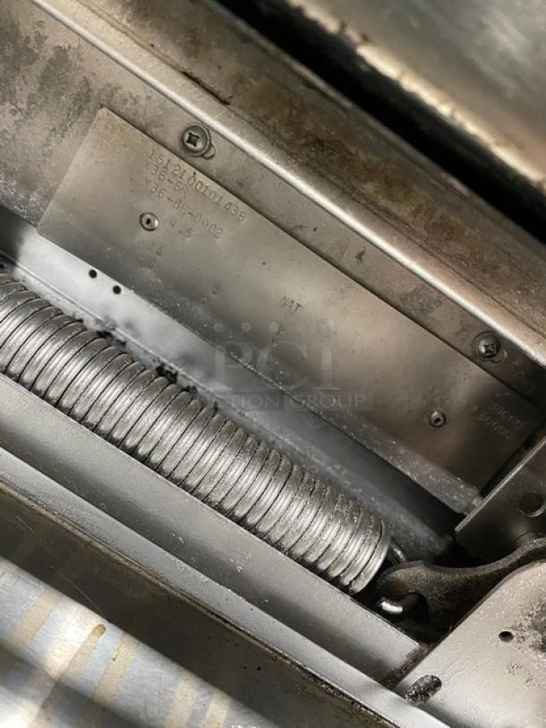 Sunfire X366R 6-burner natural gas range oven combo, stainless steel, model X366R, serial 1512100101438.