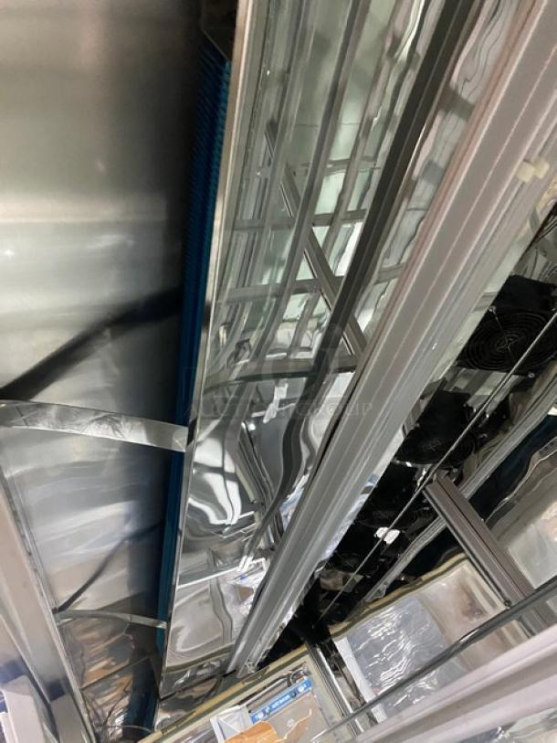 SWEET! 5-tier refrigerated deli/bakery display case, glass showcase style, Model ZSGLLQ18, with 2 sliding doors, 220V.