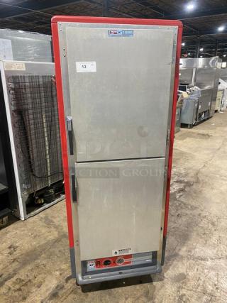 Metro C539-H-DD8890-U insulated heated holding cabinet, 2022 model, with two half doors and commercial casters.